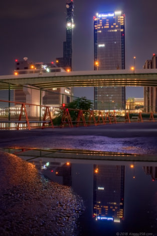 ささしまライブ駅、中川運河周辺の夜景