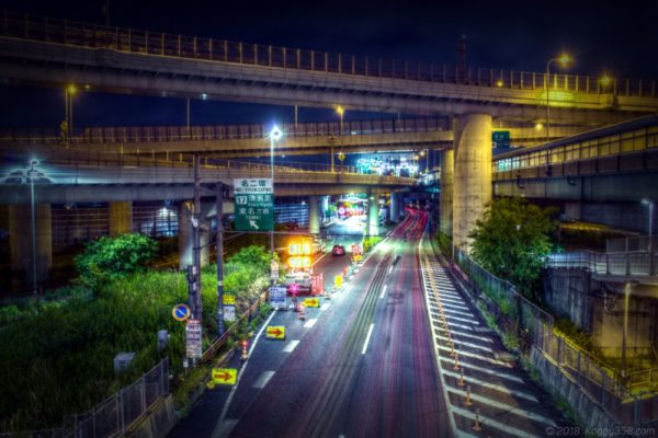 清洲ジャンクションの「北東歩道橋」側の夜景