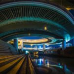 黒川インター(出入口)でリフレクションやレーザー光跡、夜桜の夜景を撮影!