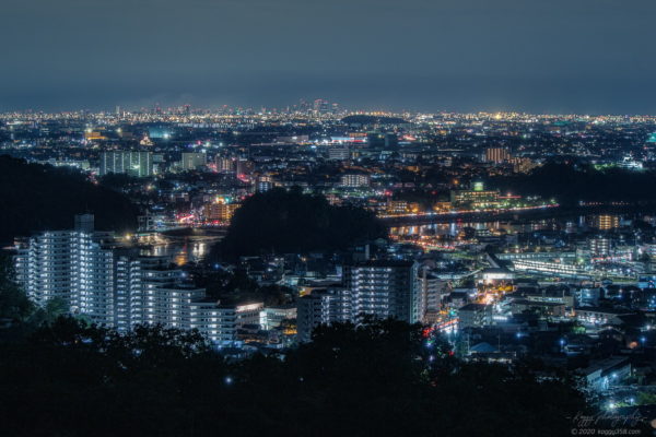 日本ラインうぬまの森から撮影する名古屋の俯瞰夜景