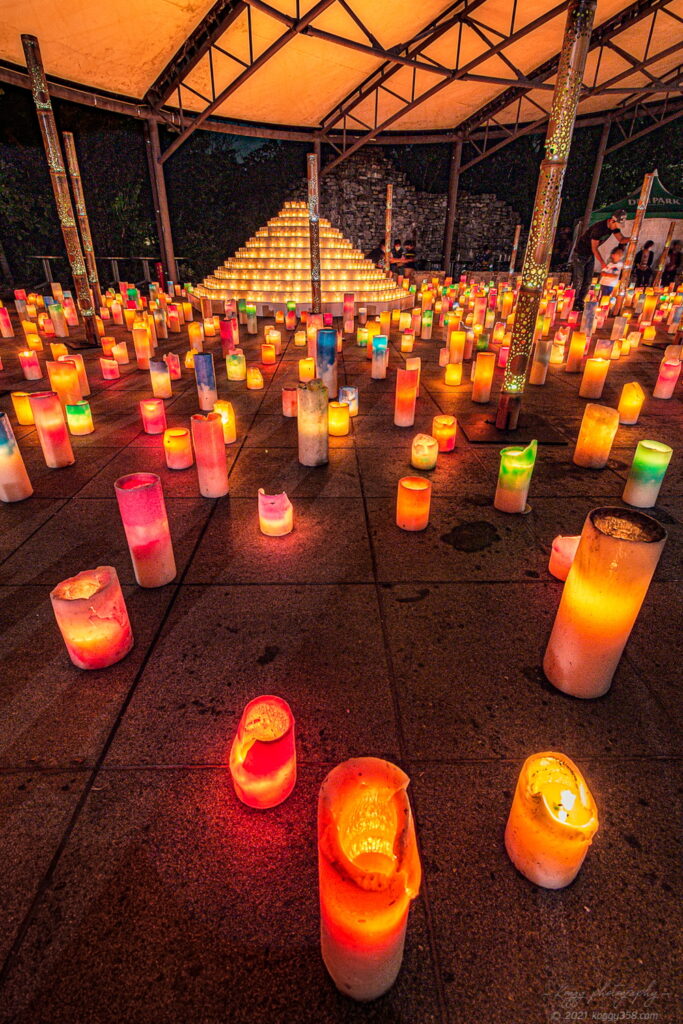 安城デンパーク 仲秋のあかり祭りで花木園のキャンドルのライトアップ夜景を撮影