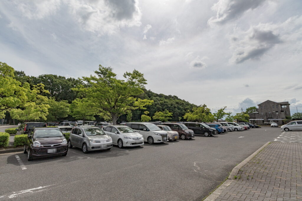 愛知県刈谷市の日本三大カキツバタ自生地の小堤西池のカキツバタ群落の洲原公園駐車場の雰囲気を撮影