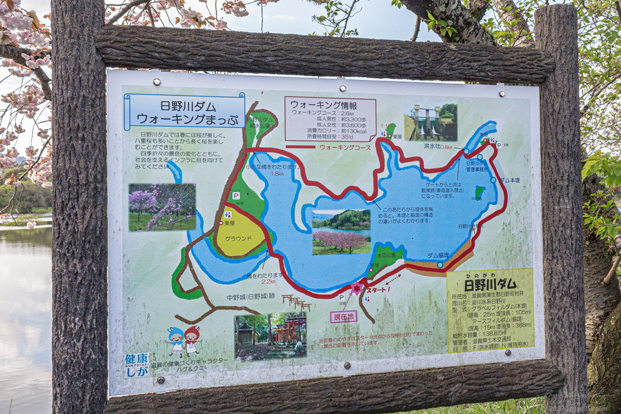 日野川ダムのお手洗いの位置がわかるウォーキングマップ