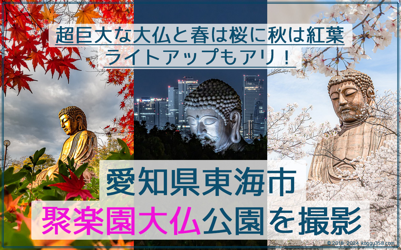 聚楽園大仏公園で桜に紅葉、ライトアップを撮影【愛知県東海市】